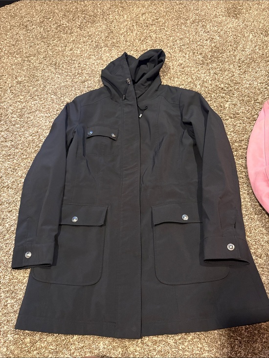 Kristen Blake Jackets & Blazers - Kristen Blake Black Hooded Raincoat